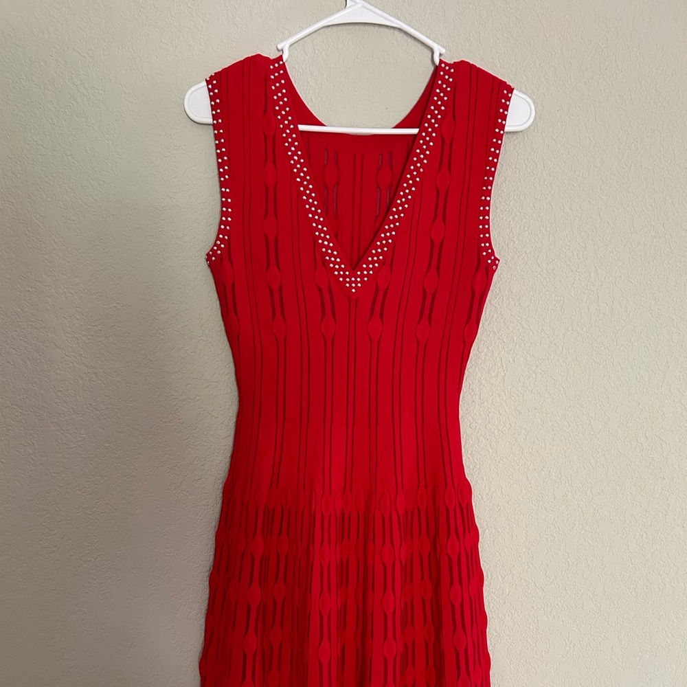 The Kooples Sleeveless Red Sleeveless Dress with beads Size Small